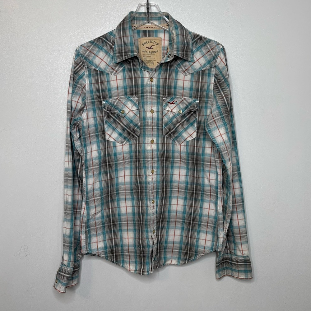 Hollister California Plaid Western Button Down Shirt Small Y2K